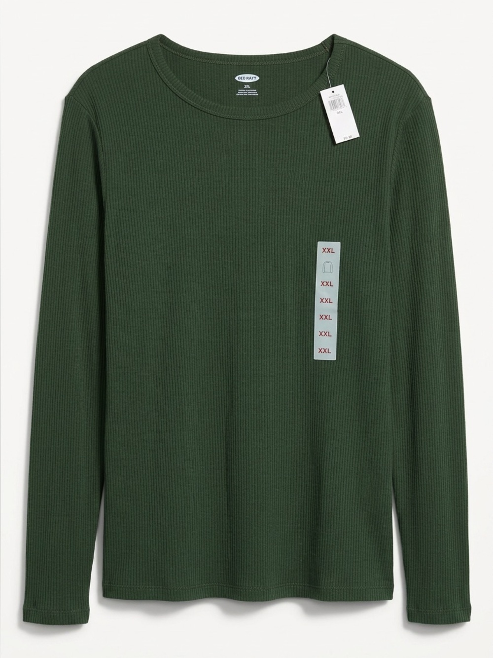 Old Navy Olive Green Ribbed Long-Sleeve Crewneck Top